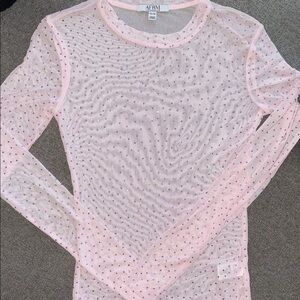 AFRM Light Pink Sheer Pink Rhinestone Top